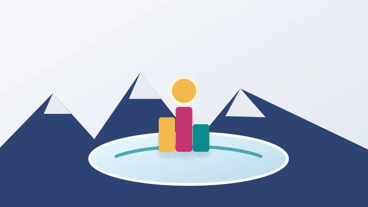 Illustration av vinter-OS med berg, isarena och medaljpodium.